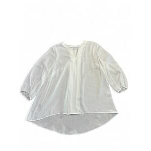 41 Hawthorn Women's Sheer V-neckline High Low Blouse 3/4 Sleeves Size 1X